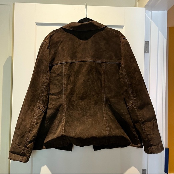 Vintage unisex genuine suede chocolate brown jacket - Picture 7 of 7